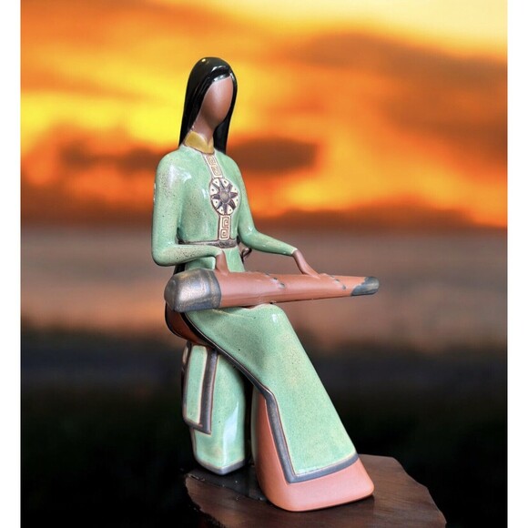 Gom Viet Fine Arts Terracotta Art Deco Elegant Vietnamese Sculpture, 9”H x 5”